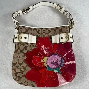Coach Teri Hobo Bag Floral Peace Poppy Arm Candy JO5Q-6123 Genuine EUC
